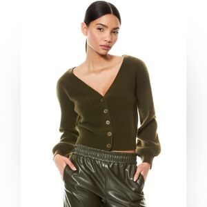 Alice + Olivia Dee Cashmere Plunge Neckline Cardigan